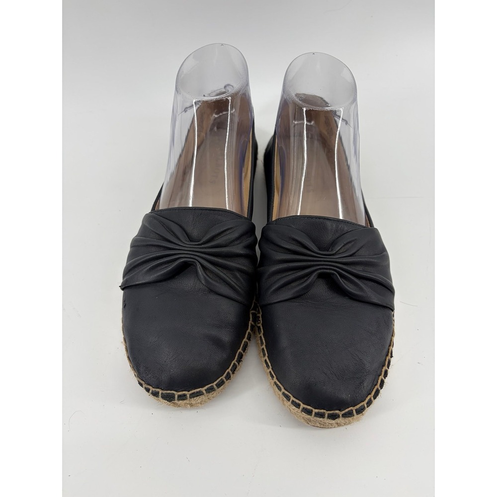 Talbots, Navy Izzy Napa Leather Bow Knot Espadrille Comfort Flats, Women 8.5